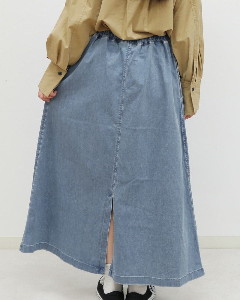［Gramicci］ストレッチデニムロングフレアスカート