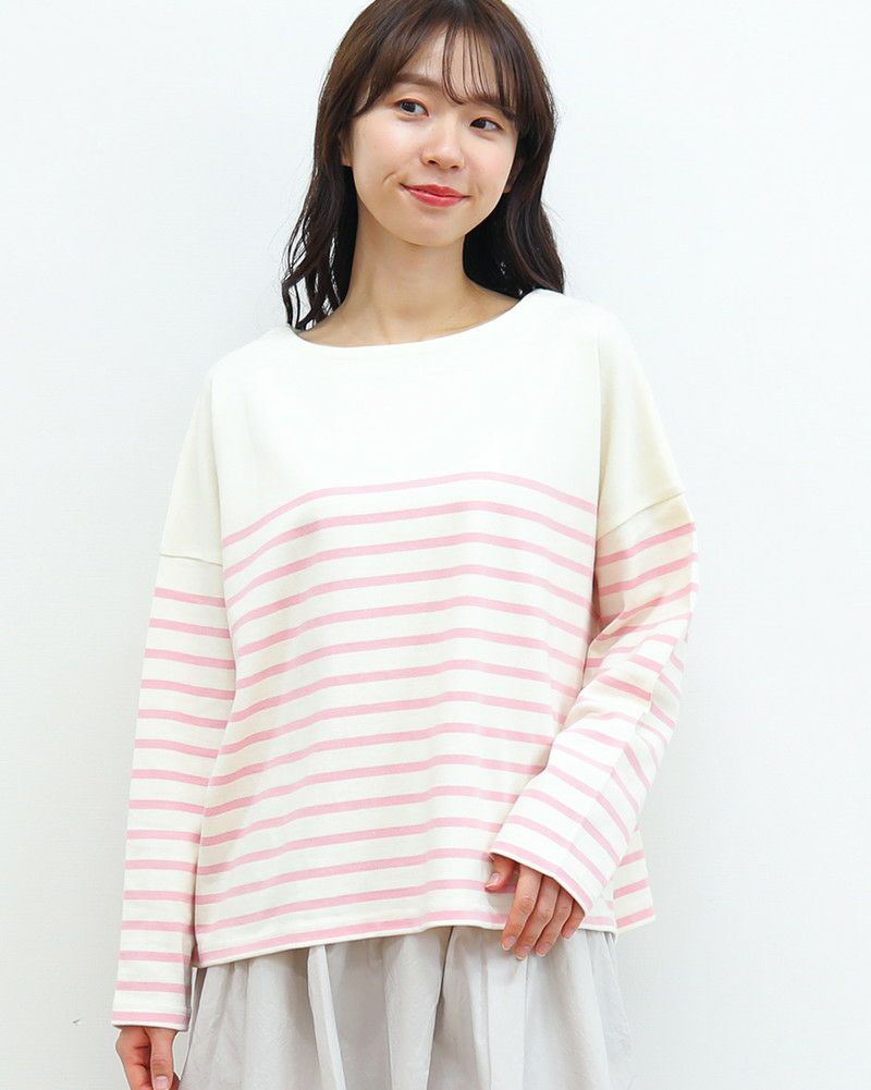 ［ON SEVEN DAYS］パネルボーダー長袖ワイドプルオーバー