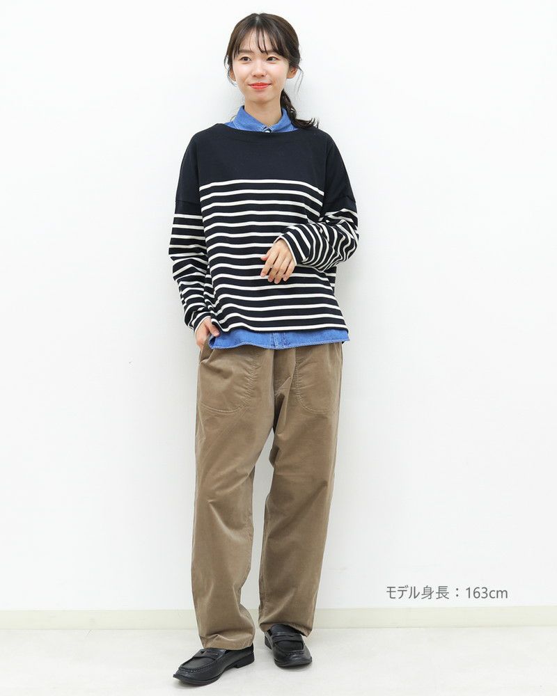［ON SEVEN DAYS］パネルボーダー長袖ワイドプルオーバー