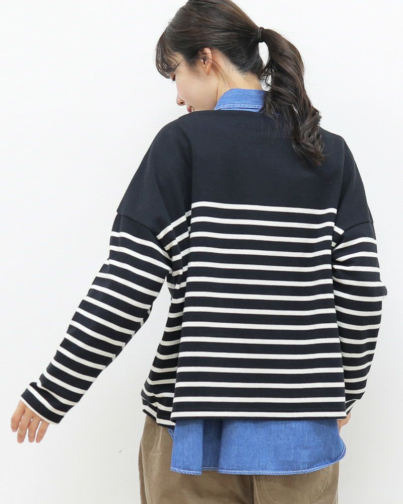 ［ON SEVEN DAYS］パネルボーダー長袖ワイドプルオーバー