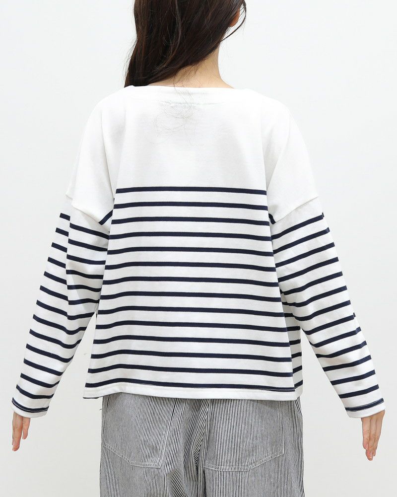 ［ON SEVEN DAYS］パネルボーダー長袖ワイドプルオーバー