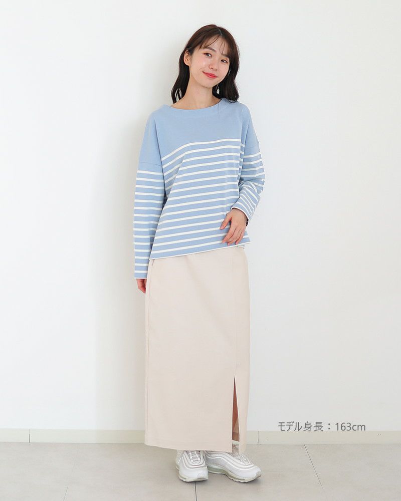 ［ON SEVEN DAYS］パネルボーダー長袖ワイドプルオーバー