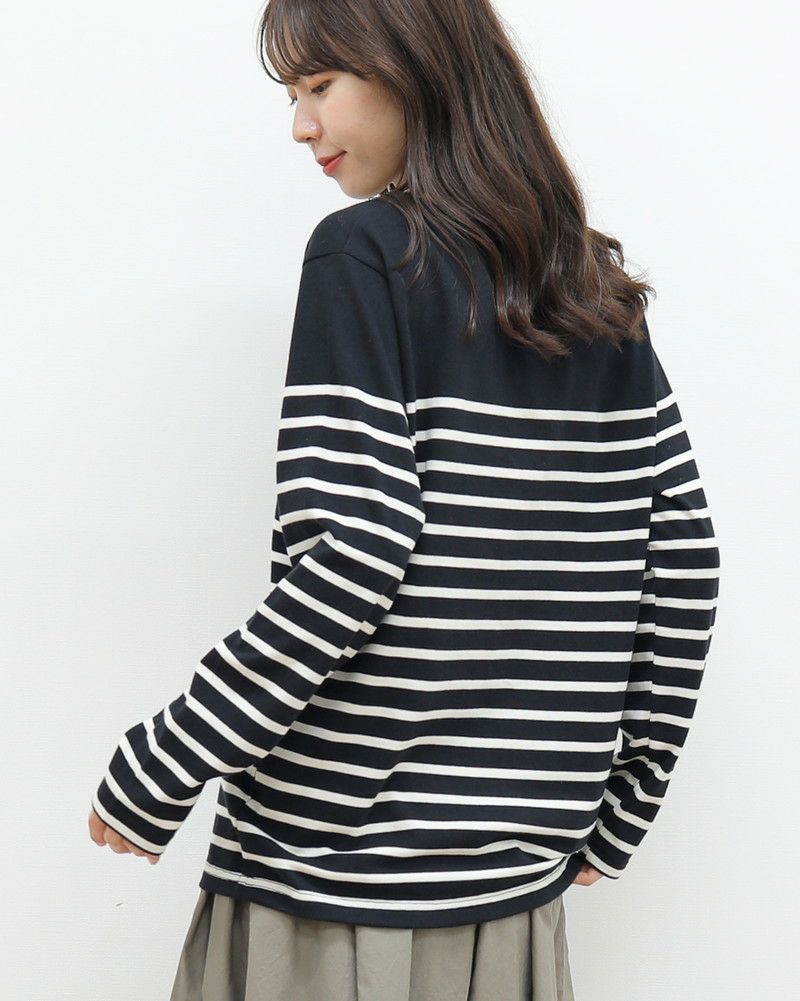 ［ON SEVEN DAYS］パネルボーダー長袖プルオーバー〈S/Mサイズ展開〉