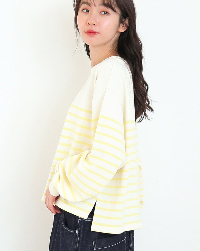 ［ON SEVEN DAYS］スタッフプロデュース パネルボーダーギャザー袖プルオーバー