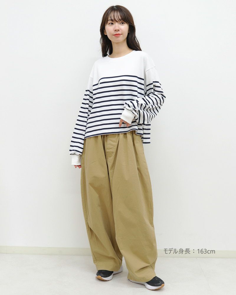 ［ON SEVEN DAYS］スタッフプロデュース パネルボーダーギャザー袖プルオーバー