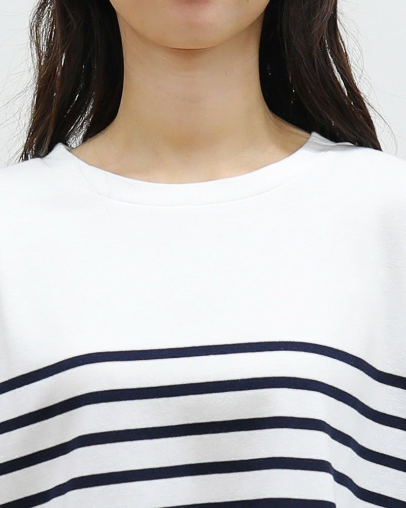 ［ON SEVEN DAYS］スタッフプロデュース パネルボーダーギャザー袖プルオーバー